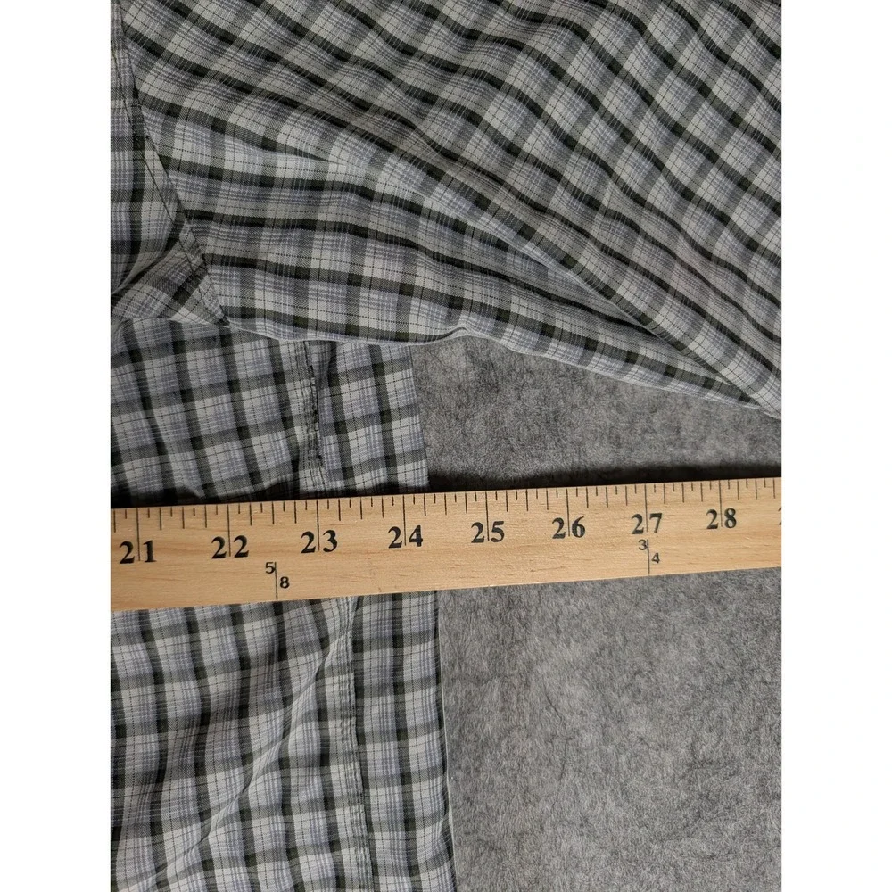 The North Face Mens Green Plaid Long Sleeve Mesh Lined Hiking Shirt XL